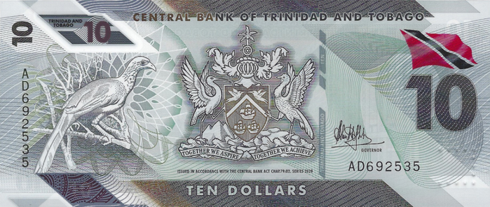 PN62 Trinidad & Tobago 10 Dollars Year 2020